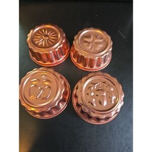 VTG MCM Copper Color Miniature Aluminum Dessert Molds Decor Set of 4 Apple Acorn